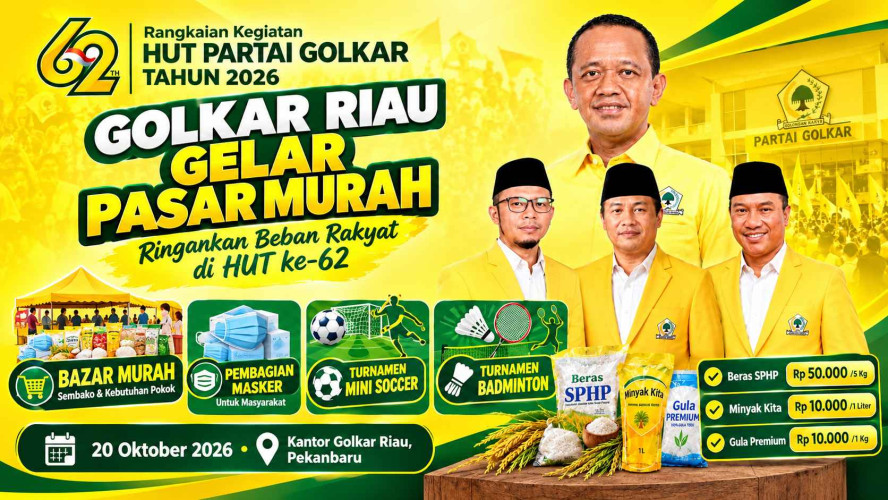 HUT ke-62, Golkar Riau Gelar Bazar Murah hingga Turnamen Olahraga