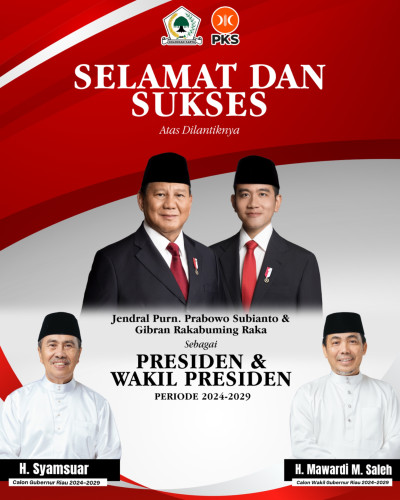 Pelantikan Presiden dan Wapres Periode 2024-2029, Syamsuar Sampaikan Harapan Untuk Riau Lebih Baik Kedepan