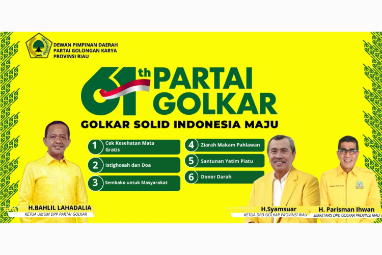 Golkar Riau Bergerak! Serangkaian Kegiatan Sosial Warnai HUT ke-61