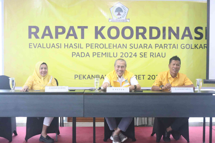 Rapat Koordinasi Evaluasi Perolehan Suara Partai Golkar se Riau, DPD Golkar Berikan Apresiasi Untuk Kerja Politik 2024
